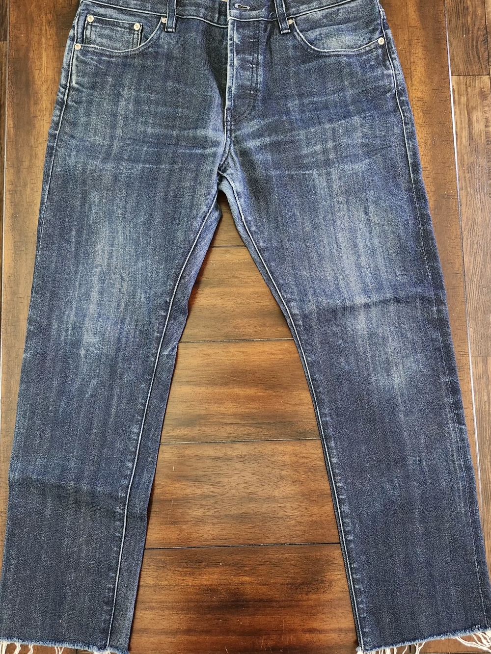 Earnest Sewn New York Men's Straight Jeans in Dark Indigo Fade